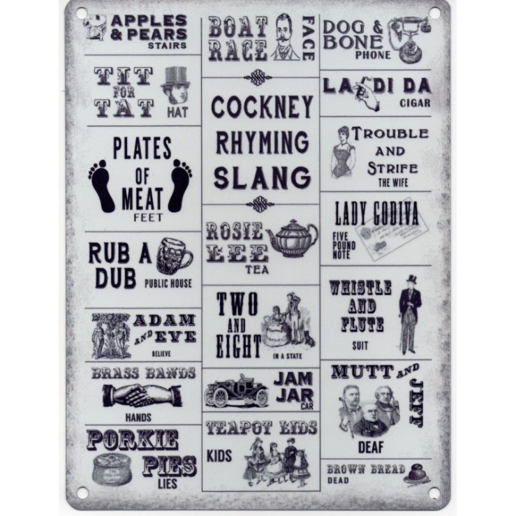 Cockney-Rhyming-Slang-Metal-Sign-Nostalgic-Vintage-Retro-Advertising-Enamel-Wall-Plaque-200mm-x-150mm